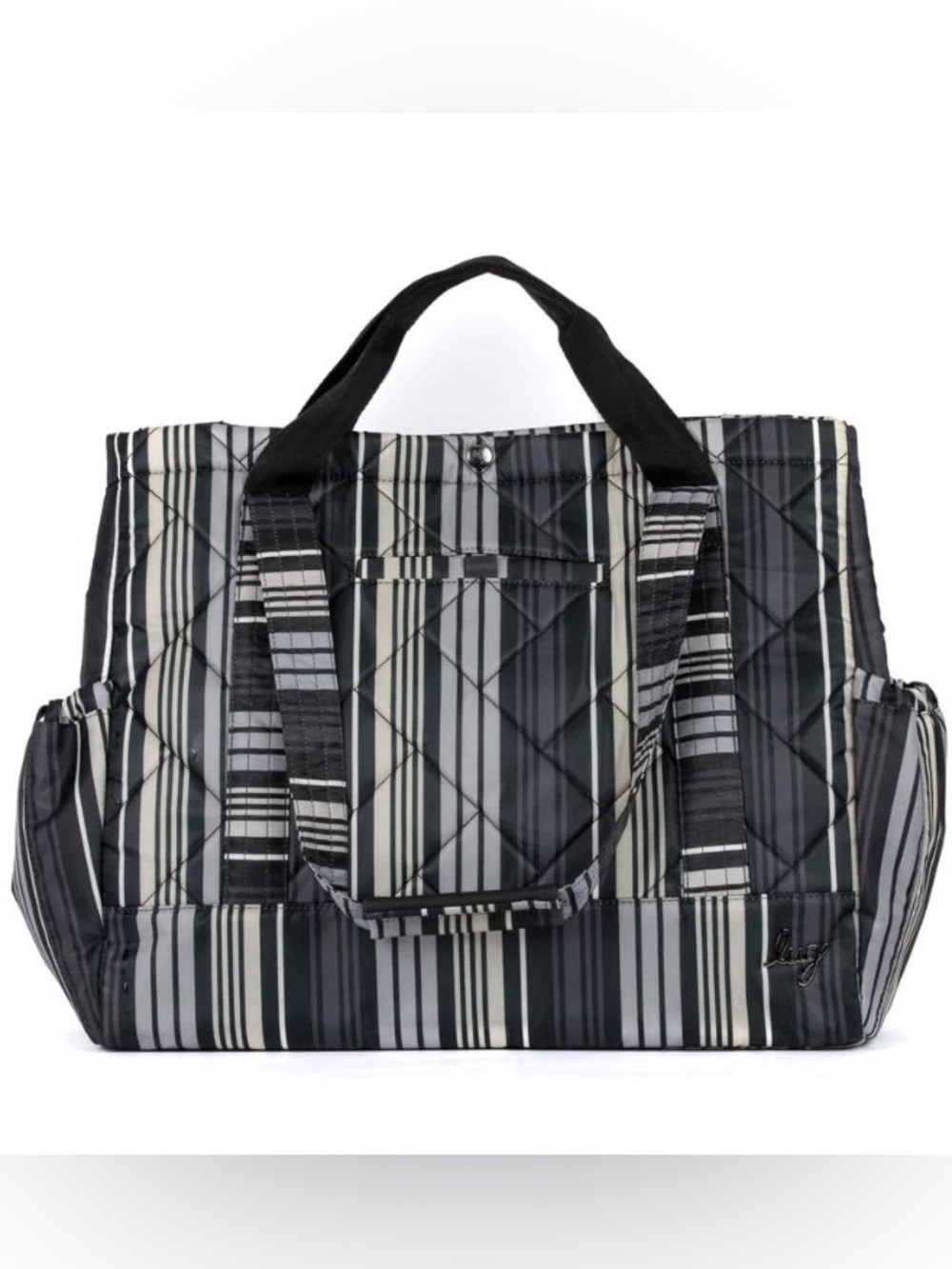 Lug Yacht Carry-All Tote Expandable Love Stripe Black